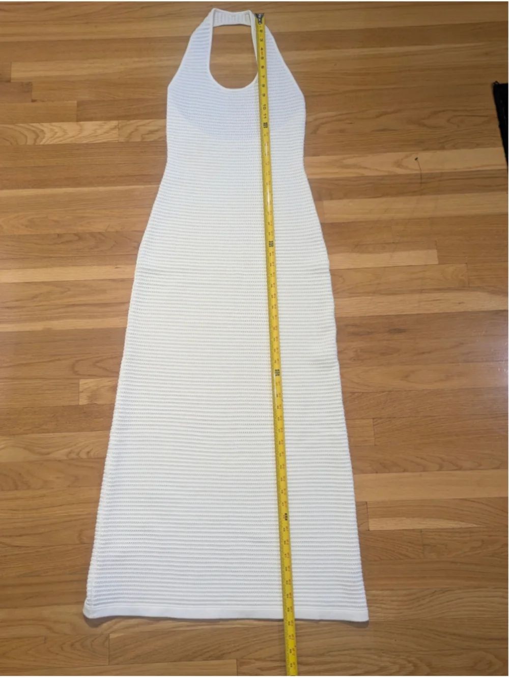 COMMENSE Semi-Sheer Knit Backless Dress Ivory White Halter Neck Maxi Medium - Picture 12 of 13